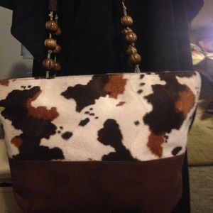 Braciano Suede and Cowhide Print Bag